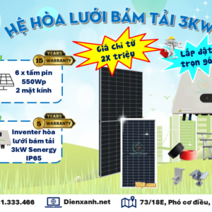 Combo lắp đặt trọn gói điện mặt trời hòa lưới bám tải 3kW