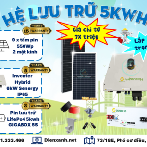 Lắp đặt trọn gói điện mặt trời Hybrid lưu trữ 5kWh